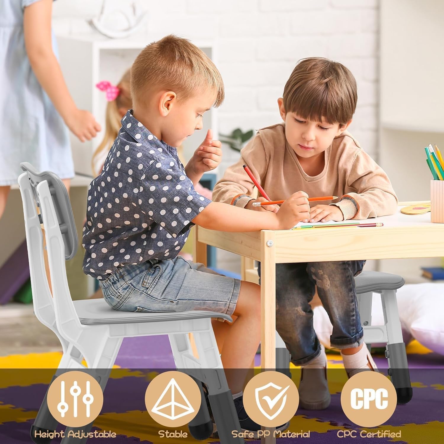 Sillas infantiles Garvee apilables y ligeras para guarderías y hogar