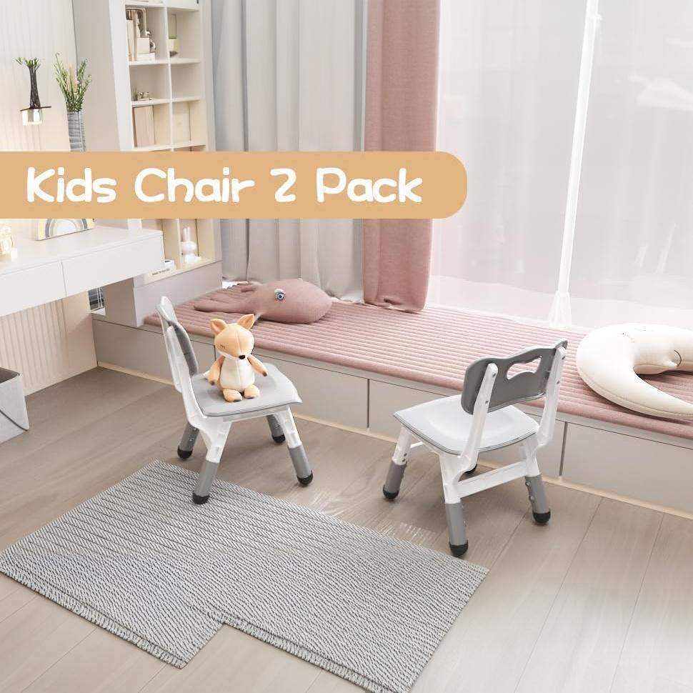 Pack de 4 sillas infantiles Garvee gris claro ajustables en altura 27-31 cm ergonómicas para niños